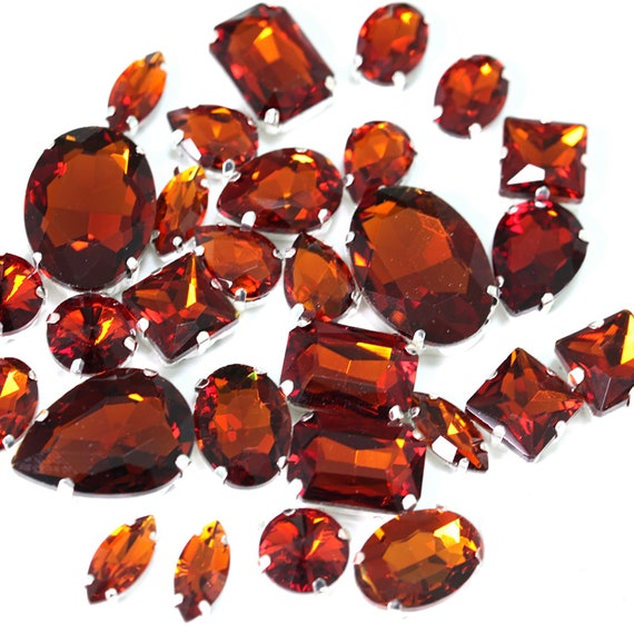 Diy Dress Stones 50pcs Brown Sew On Rhinestone in Claw Sew On Rhinestone With Claw Mixed Shape Glass Rhinestones For Clothing