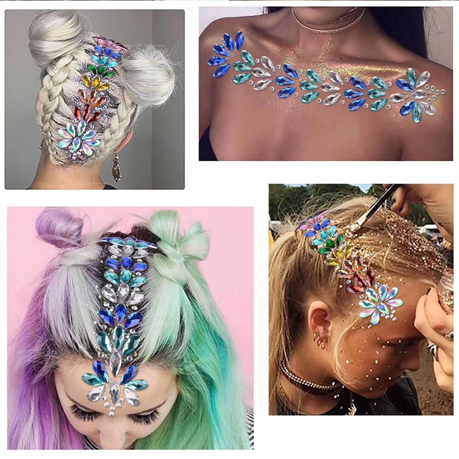 Hair Jewels Festival Hair Jewelry Rhinestones for Women Face Etsy