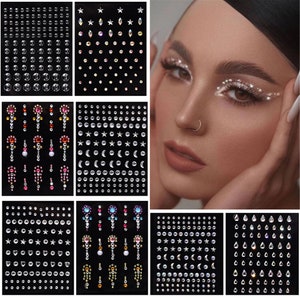  Rhinestone Stickers 3/4/5mm Multi Shapes Rainbow Face Sticky  Gems Crystal Self Adhesive Rhinestones, with Makeup Glue for Makeup Eyes  Face Hair Body Nails, Crafts and Decorations : Arts, Crafts & Sewing