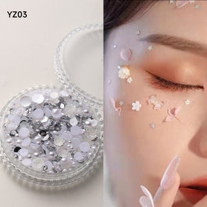 Butterfly Face Stickers,Pearls Flwoers Face Butterfly Makeup Ornament,Bride Eye Make-up Accessories,Children Sequins Tears Diamond Butterfly image 6