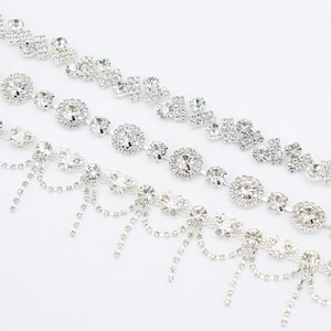 2 Yard Rhinestone Fringe Trim, Claw Rhinestone Chain, Glitter Crystal Jewel Chain Trim, Wedding Dress Trim, DIY Headband, Clothes Ornaments