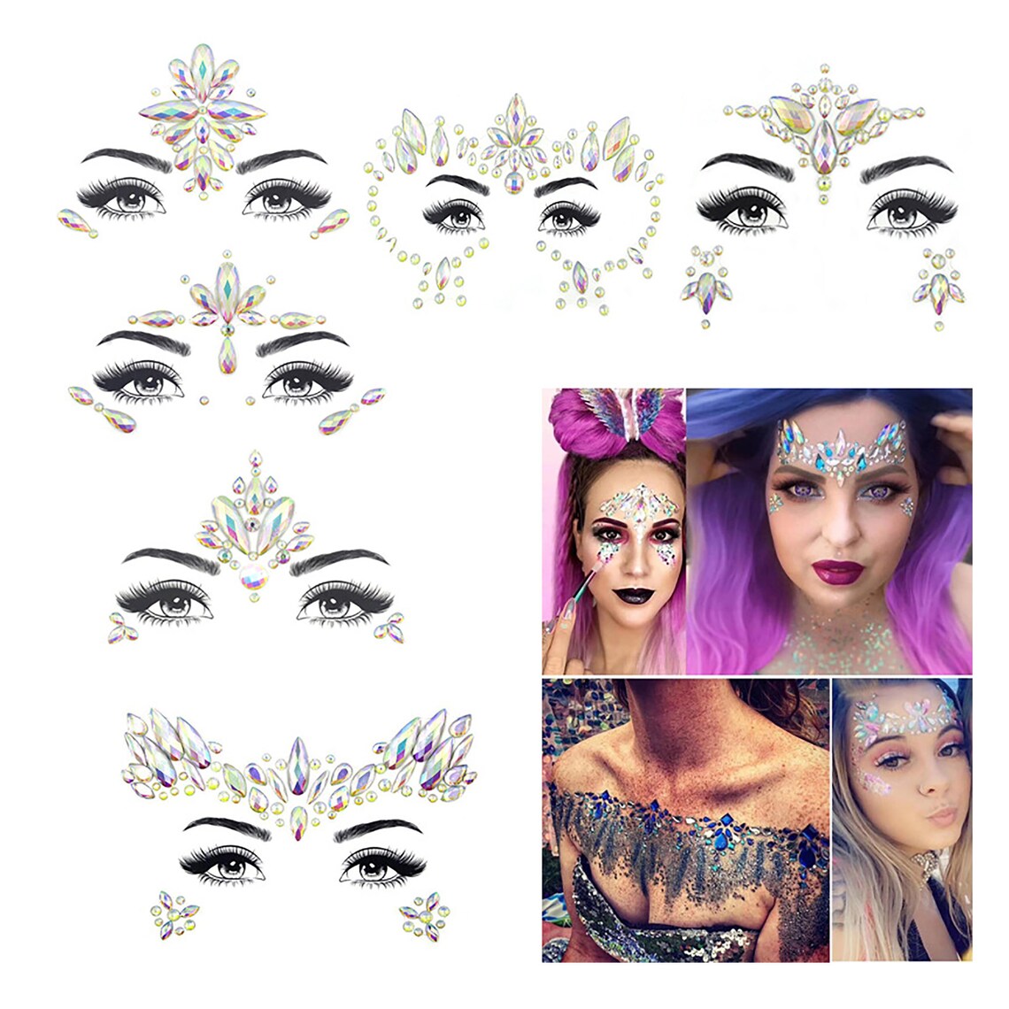 Crystal Face Jewels Festival Face Jewelry Rhinestones for Etsy