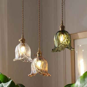 Vintage Wing Glass Chandelier | Handmade Floral Glass Pendant | Pendant Light Fixture | Flower Modern Dining Room Light | Home Art Decor