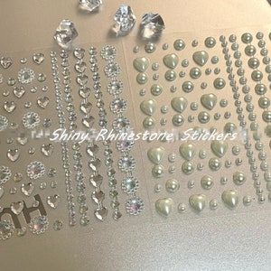 Shiny Pearl Rhinestone Gems Sticker, Eye Face Makeup Decoration Rhinestones Sticker, Masquerade Party Sticker, Self Adhesive Rhinestone Gem
