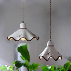 French Ceramic Chandelier | White Minimalist Chandelier | Hand-painted Pendant Light | Art Pendant Light Fixture | Modern Minimalism Pendant