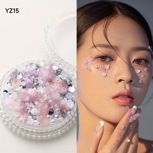 Butterfly Face Stickers,Pearls Flwoers Face Butterfly Makeup Ornament,Bride Eye Make-up Accessories,Children Sequins Tears Diamond Butterfly image 8