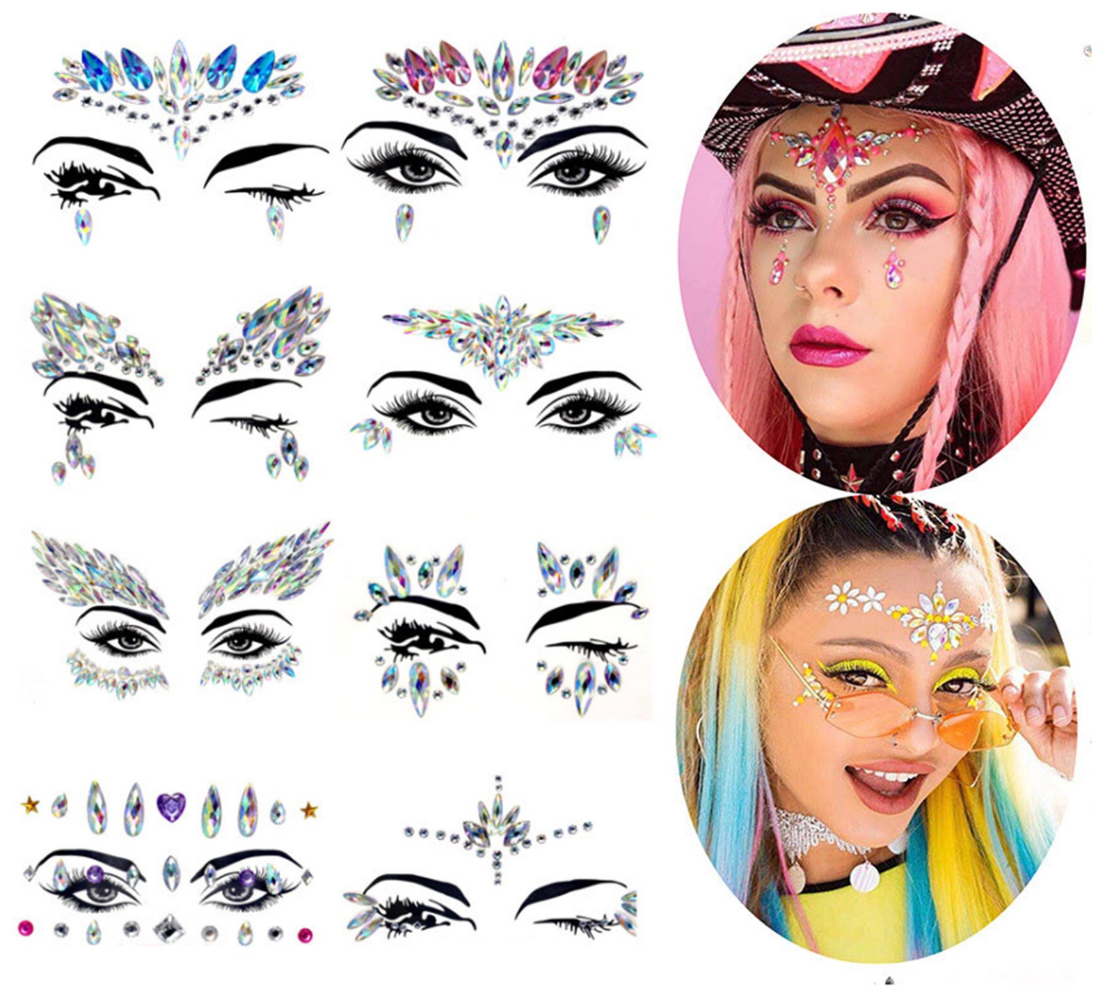 Face Jewels Festival Face Jewelry Rhinestones for Women Face Etsy