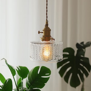 Clear Glass Chandelier | Handmade Glass Pendant Light | Pendant Light Fixture | Vintage French Dining Room Light | Modern Home Art Decor