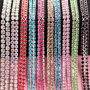 10yards/roll Many Colors Rhinestone Chain, Silver Base Crystal Glass Chain, Close Rhinestone Cup Chain, Sewing on DIY Beauty Accessories