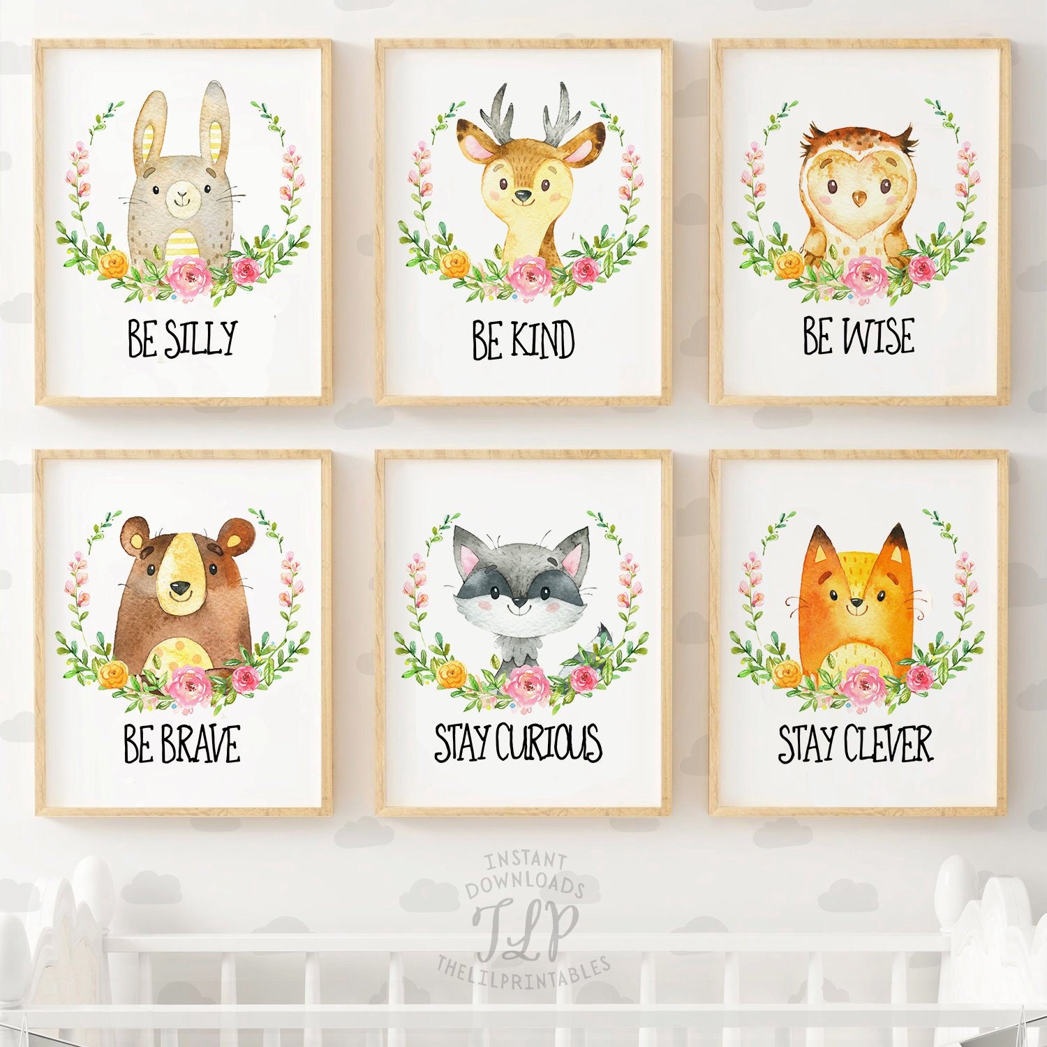 Woodland Animal Nursery Set Printable Nursery Set 6 Print Etsy