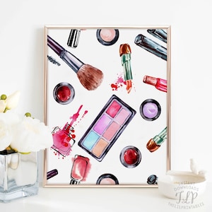 Makeup Printable, Cosmetic Wall Art, Beauty Room Wall Art, Teen Wall Decor, Makeup Room Printable, Beauty Print. Makeup Art Printable