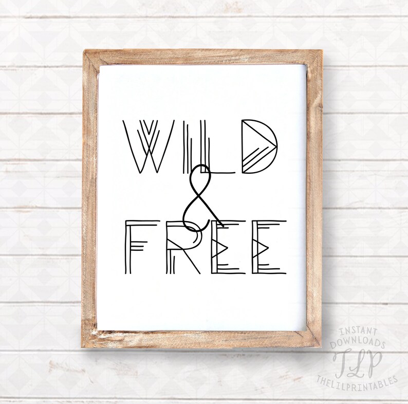 Wild And Free Print Bohemian Wall Art E Boho Decor Printable Bedroom Gypsy