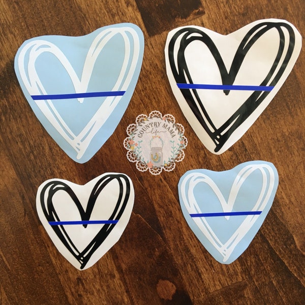 Thin Blue Line Heart Decal Back The Blue LEOW