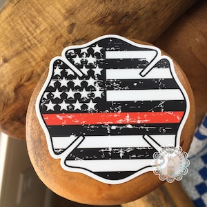 Red Line Firefighter Stickers Dishwasher Safe