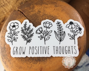 Grow Positive Thoughts Wildflowers Dishwasher Safe Stickers