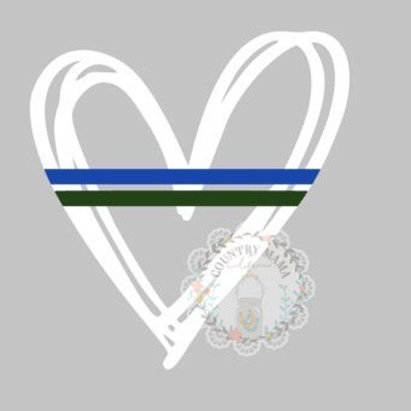 Double Thin Red | Blue | Green | Gold Line Heart Decal Fire Fighter Law Enforcement  LEO Deputy Officer Armed Forces Dispatch Corrections