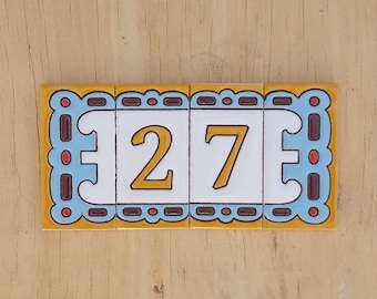 Números y letras de cerámica hechos a mano - Esmaltados en España -Modelo "ÁGATA" - Ceramic tile letters and numbers - Paint by numbers.