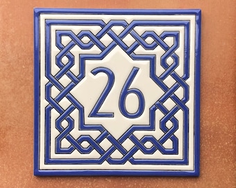 Spanish ceramic numbers and letters 15/20 cm (5.9/7.8) - Hand painted - Ceramic tile letters and numbers - Address number - Spain