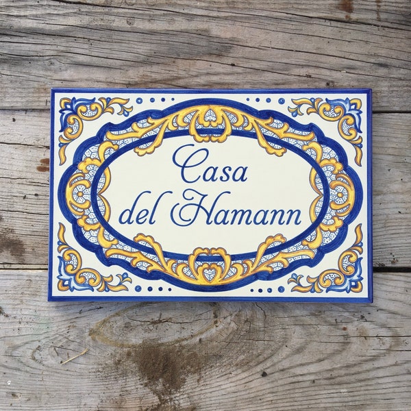 Plaque nominative en céramique personnalisée - 20 x 30 cm (7,8 x 11,8") - Céramique personnalisée, carreaux décoratifs, carreaux de céramique - D'Espagne
