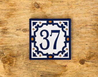 Spaanse keramische nummers - 15 cm (5.9") - Handgeschilderd - Keramische tegelnummers voor thuis - Uit Spanje - Adresnummer
