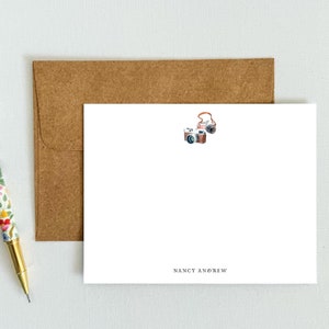 Jeu de 12 cartes de correspondance personnalisées | Jolie papeterie prête à offrir | Nom manuscrit personnalisé | Le cadeau parfait pour toutes les occasions | Appareil photo vintage