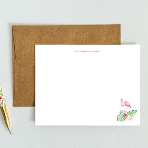 Personalisiertes Grußkarten Set von 12 | Hübsches Briefpapier Geschenk bereit | Name personalisiert | Perfektes Geschenk für jeden Anlass | Rosa Flamingo