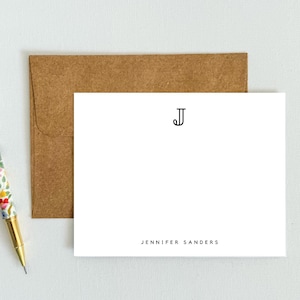 Jeu de 12 cartes de correspondance personnalisées | Jolie papeterie prête à offrir | Nom manuscrit personnalisé | Le cadeau parfait pour toutes les occasions | Initiale simple