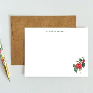 Jeu de 12 cartes de correspondance personnalisées | Jolie papeterie prête à offrir | Nom manuscrit | Le cadeau parfait pour toutes les occasions | roses anciennes