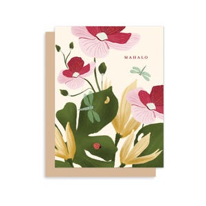Juego de 8 tarjetas Mahalo: tarjetas de agradecimiento botánicas, tarjetas Mahalo hawaianas, tarjetas de felicitación tropicales, notas de agradecimiento