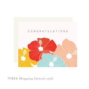 congratulations card, wedding congratulations card, congratulations pregnancy card, congrats card, hibiscus card, flower congrats card