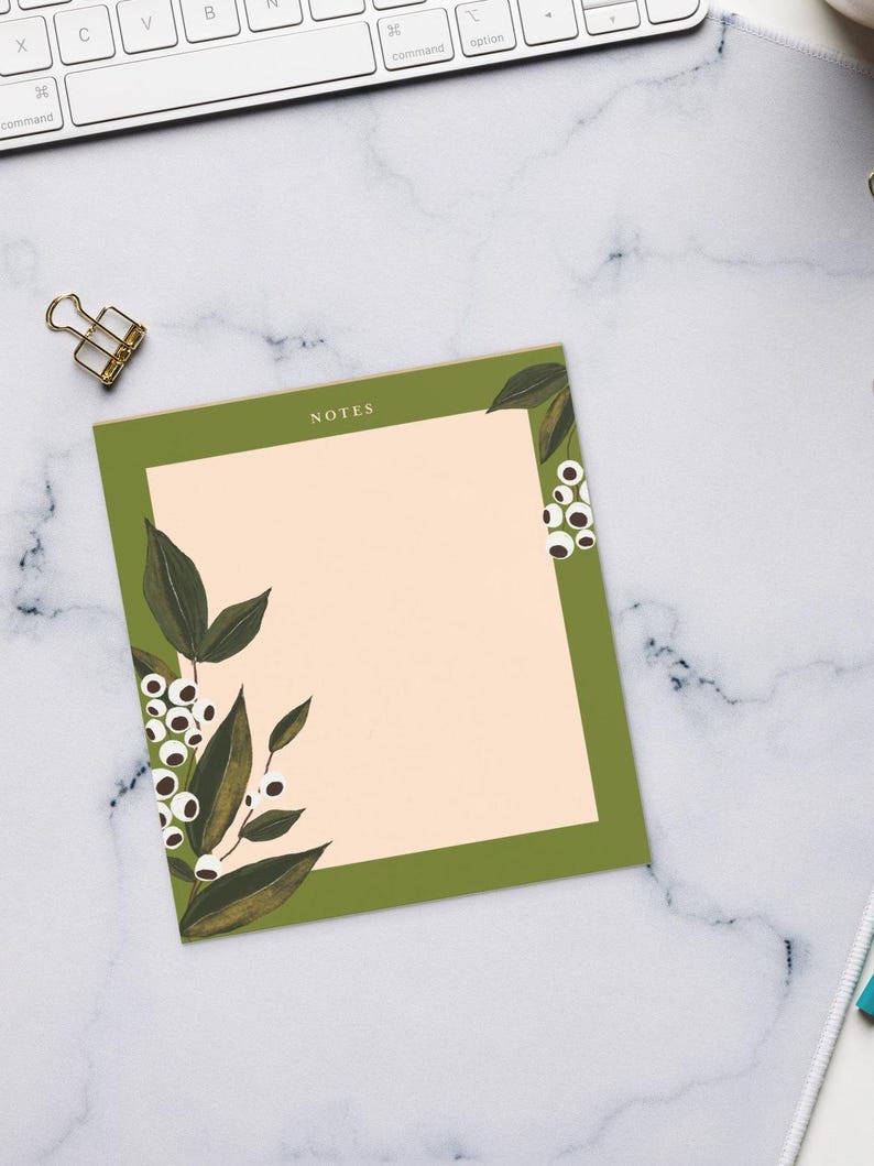 Botanical Notepad Botanical Notepad: Green & Peach Stationery, Nature Lover Gift - Etsy
