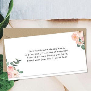 Welkomstcadeau babykadoenvelop | Gepersonaliseerde betaalkaartenvelop voor pasgeborenen en babyshowers | Unieke betaalkaarten | Gedicht voor babykaart