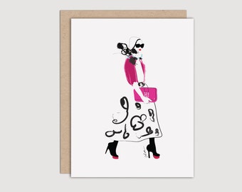 fashion notecard, fashion card, blank card, style and fashion, feminine card, friendship card, fashionable card, cute card, girl card