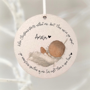 Personalised 2022 Christmas In Heaven Remembrance Memory Memorial, Tree Decoration Ornament Bereavement Gift, Hanging Charm  Feathers