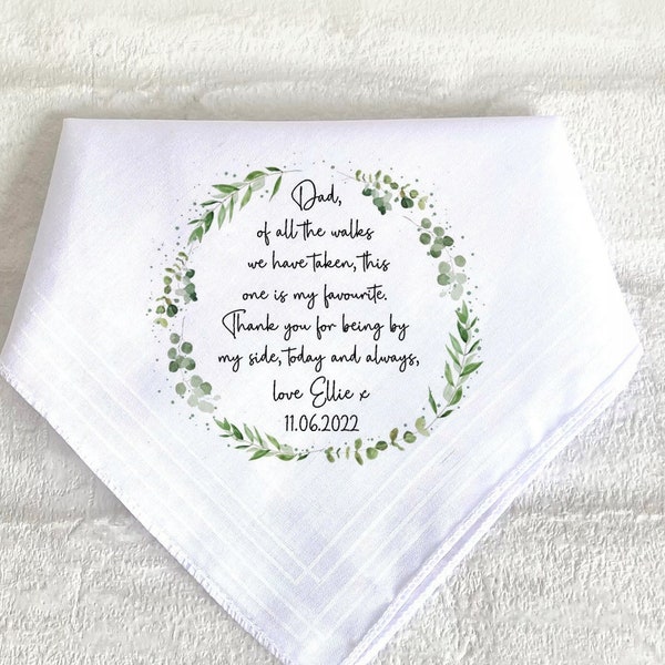 Personalised, REVISED WALKS, Handkerchief, Hankie, Tissue, Wedding Day, With Names and Date Gift, Hankerchief, Hanky