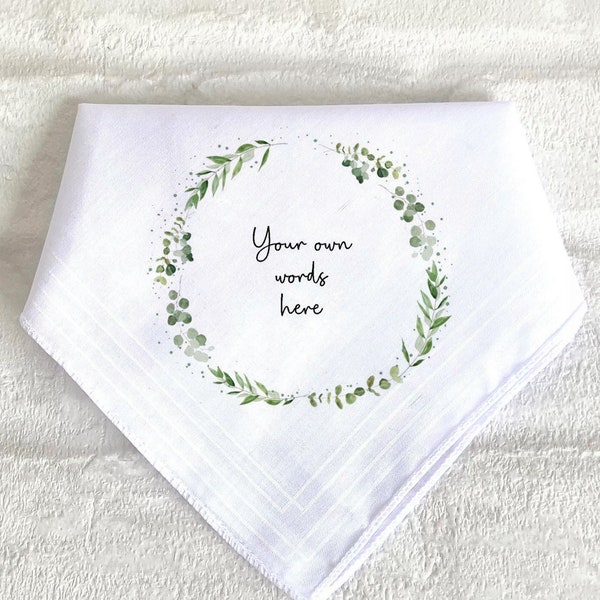 Add Your Own Text, Words, Wording,  Handkerchief, Hankie Tissue Wedding Day, With Names and Date Walks Gift Personalised Hankerchief, Hanky