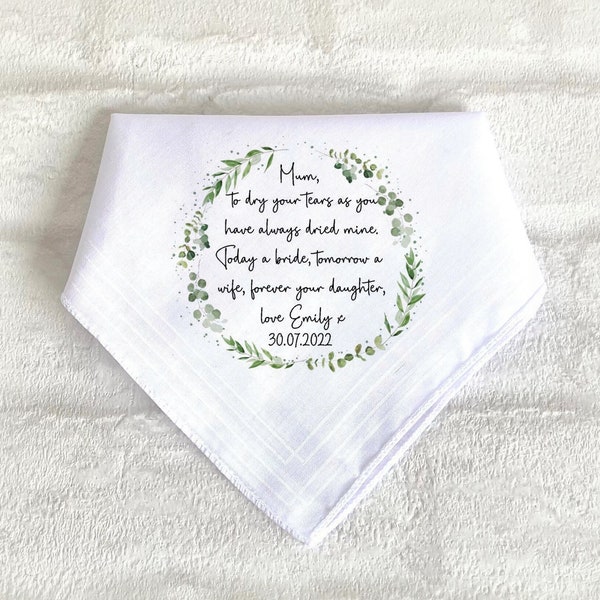 Personalised  DRY Your/Mine, Handkerchief, Hankie, Tissue, Wedding Day, Names and Date, Happy Tears,  Gift, Hankerchief, Hanky