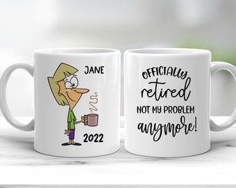 Lady, Woman, Retirement/ Retire Gift, Personalised Any Name,  Mug Cup 11oz, Double Sided, Retired, Leaving Work, New Job, Pension, 60 65