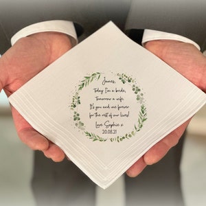 From WIFE To GROOM, Handkerchief, Hankie, Tissue, Wedding Day, With Names and Date, Favour Gift, Hankerchief,  Fiancé Fiancée Hanky