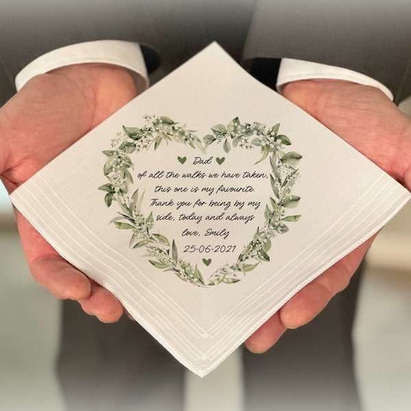 Personalised WALKS Handkerchief Hankie Tissue Wedding Day Names Date Gift favourite Hankerchief Hanky Hankies Gift, Present, Favor, Favour