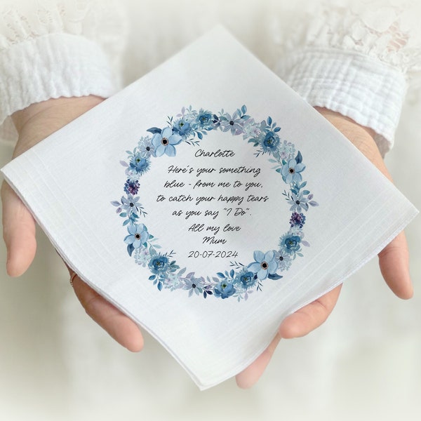 SOMETHING BLUE Keepsake Personalised Gift For Bride Handkerchief, Hankie Tissue Wedding Names  Hankerchief, Hanky, Hankies, Gift, Present,