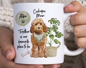 Cockapoo, RED, Personalised, Apricot, Mug Cup 11oz, Double Sided, Pet, Dog, Fur Mum, Baby