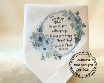 SOMETHING BLUE, Personalised Gift For Bride Handkerchief, Hankie Tissue Wedding Names  Hankerchief, Hanky, Hankies, Gift, Present, Keepsake