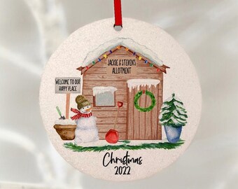 ALLOTMENT GARDENER Gardening, Christmas 2022, Personalised With Names, Bauble, Glitter Wood Wooden, Hanging Decoration, Garden, Hobby,