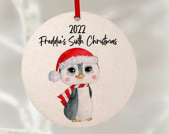 Child's Christmas 2022, Personalised With Name, Bauble, Wood, Hanging Decoration, Snowman Family  Tree Ornament