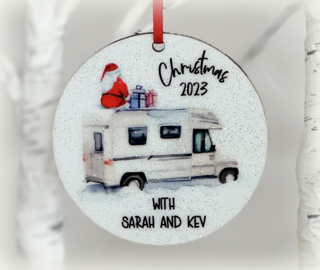 Motorhome Christmas 2023, Personalised With Name, Bauble, Tree Ornament