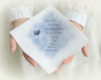 SOMETHING BLUE, Personalised Gift For Bride Handkerchief, Hankie Tissue Wedding Names  Hankerchief, Hanky, Hankies, Gift, Present, Keepsake