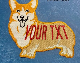 Corgi Pet Dog Personalized Iron On PATCH Embroidered Custom Applique Name Corgy