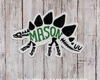 Stegosaurus Dinosaur Dino Personalized Iron On Patch Embroidered Custom Applique Name