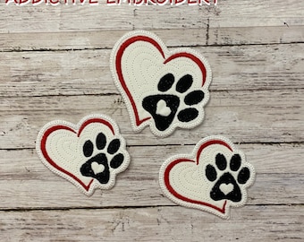DOG Patch Heart Iron On Patch Embroidered Custom Applique Iron-on